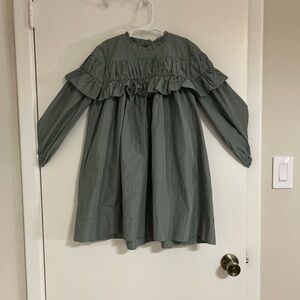 Elegant Carbon Soldier Green Striped Kids Dress size 10